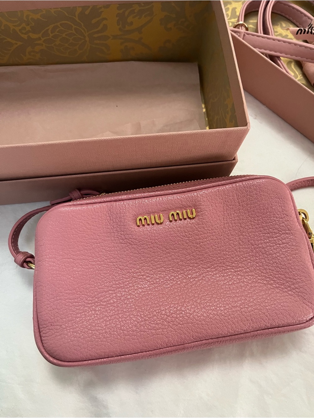 Miu Miu Pink Madras Camera Bag Leather Small - Picture 3 of 9